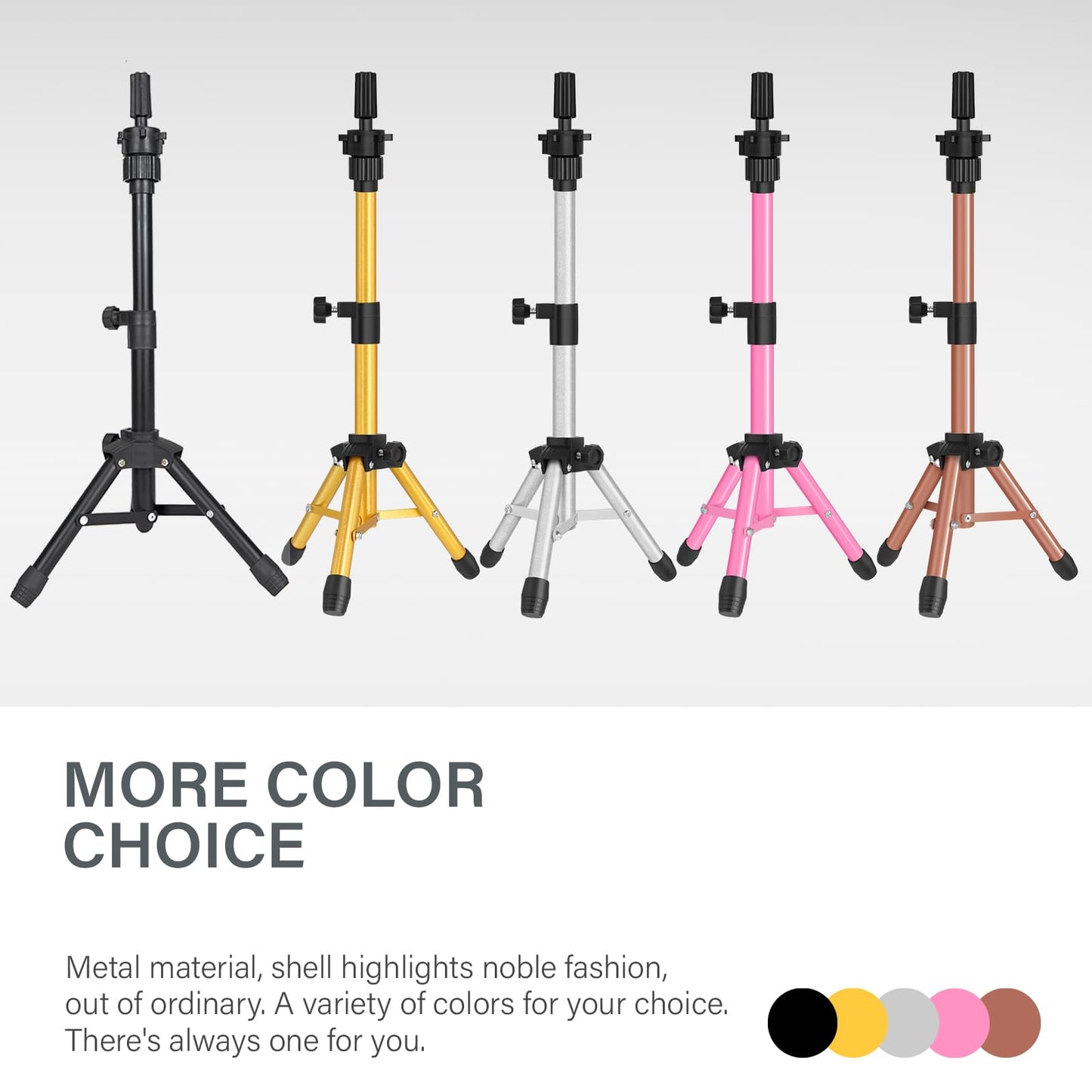 ZQIAN BEAUTY MINI Wig Stand Tripod, 25 Inch Adjustable Mannequin Head Stand, Wig Head Stand for Training Heads And Canvas Block Head (Pink, Mannequin Head Not Included)