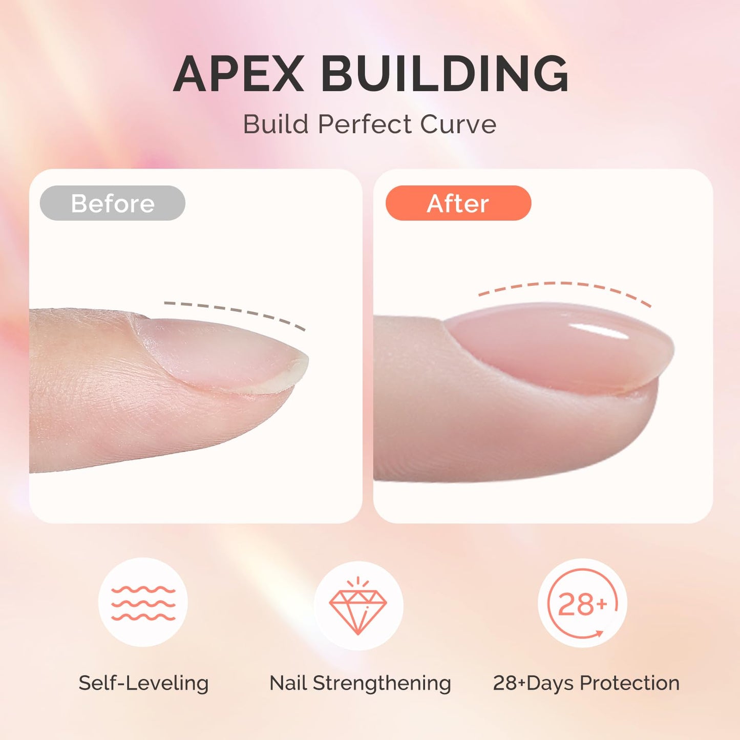 MelodySusie 2PCS Builder Nail Clear Base Gel Builder Gel for Nails Thickening, Soak Off UV Gel,Extension Gel Rhinestone Nail Glue Gel in a Bottle for Nail Art Design Gift for Women