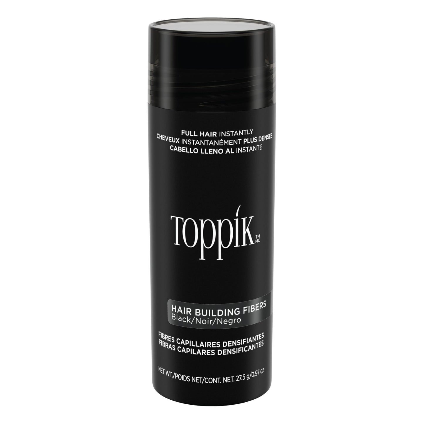 Toppik Hair Building Fibers, Black, 27.5g | Fill In Fine or Thinning Hair | Instantly Thicker, Fuller Looking Hair | 9 Shades for Men & Women
