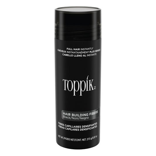 Toppik Hair Building Fibers, Black, 27.5g | Fill In Fine or Thinning Hair | Instantly Thicker, Fuller Looking Hair | 9 Shades for Men & Women
