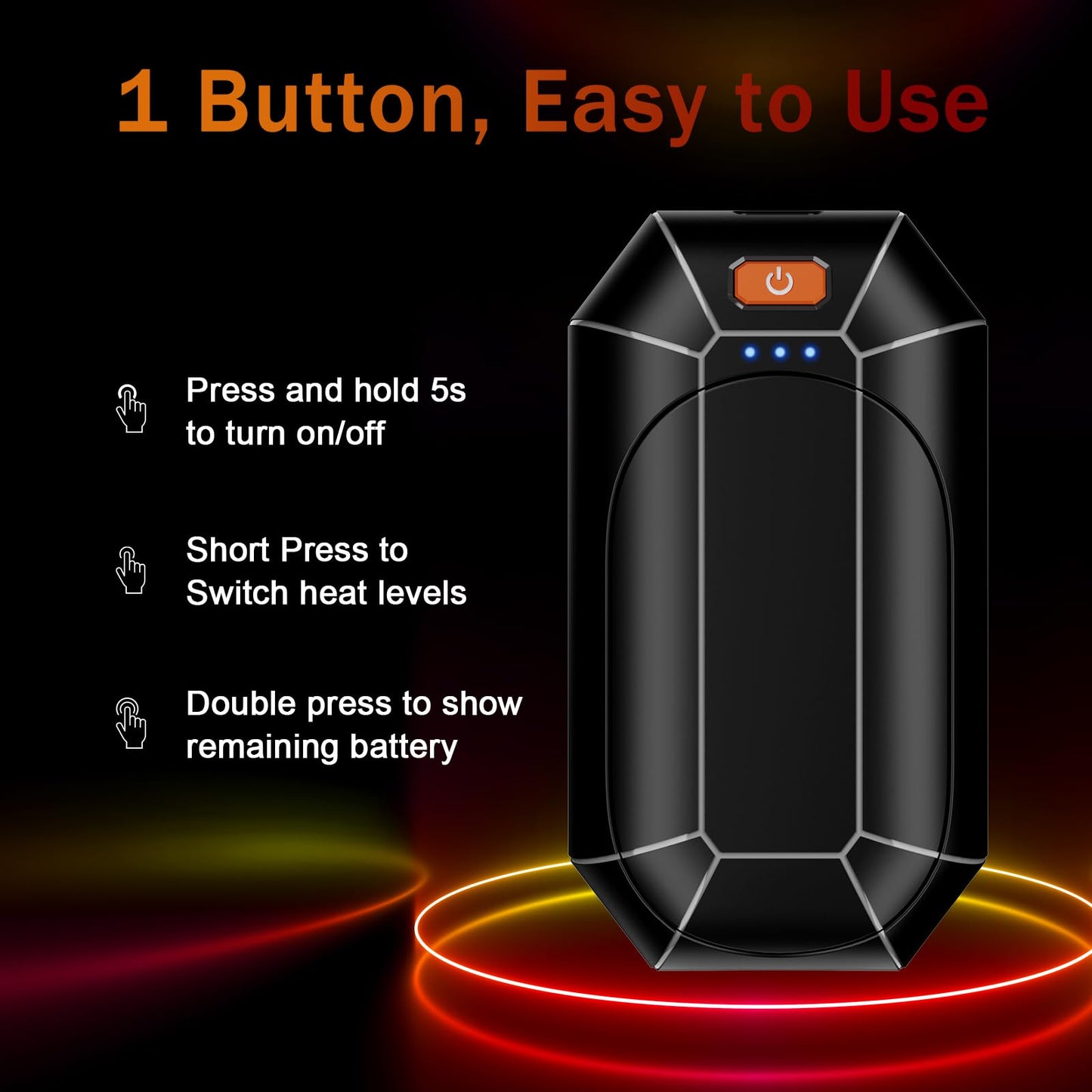 Nicelemon Electric Hand Warmers Rechargeable 2 Pack, Reusable Handwarmers, Portable Pocket Heater for Camping, Hunting, Golf, Gift for Men Women (Black)