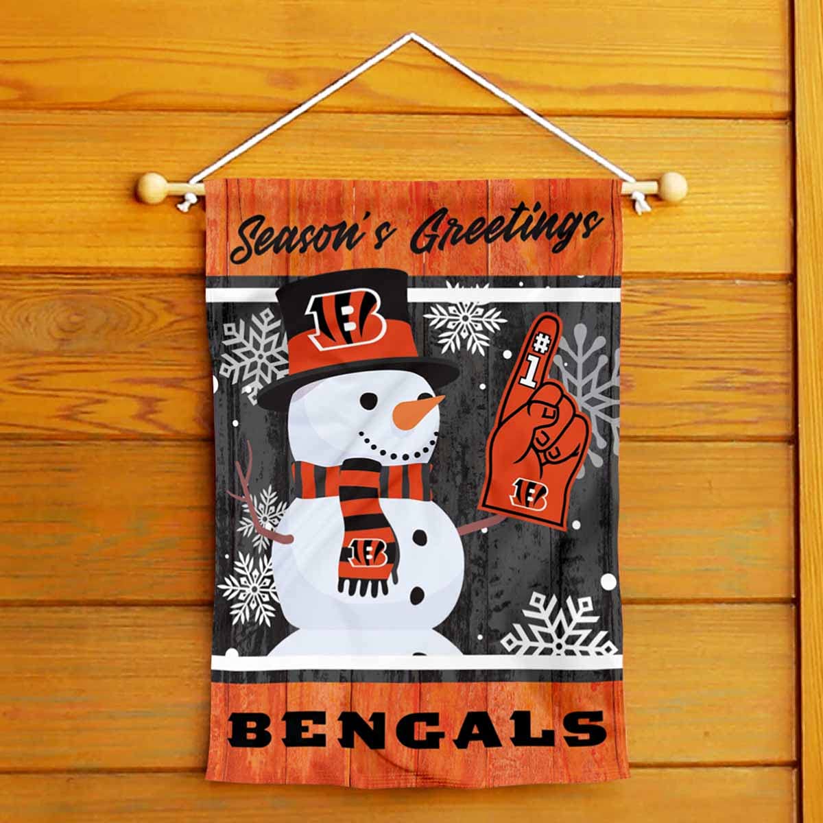 Cincinnati Bengals Holiday Winter Snow Garden Flag Double Sided Banner