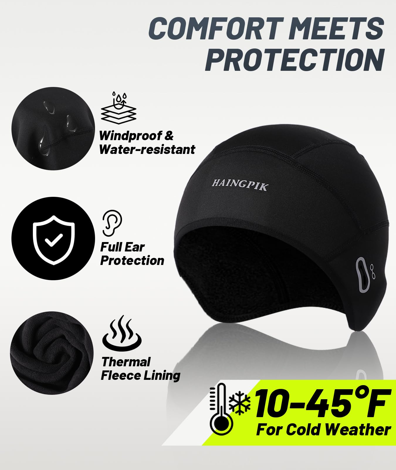 HAINGPIK 2 Pack Winter Skull Cap Helmet Liner for Men, Thermal Cycling Cap with Glasses Holes, Warm Hat Beanie for Cold Weather