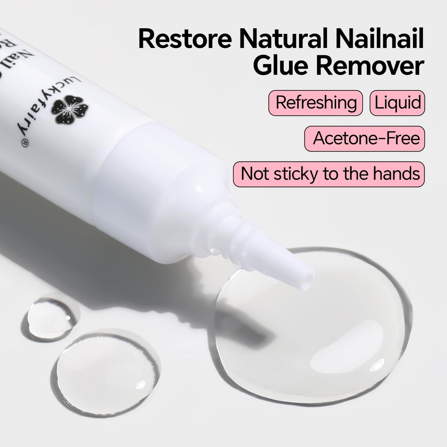 Luckyfairy Nail Glue Remover for Press on Nails Semi Solid Nail Glue Acetone-Free, Not for Gel Polish Base Coat, 2Pcs 12ml