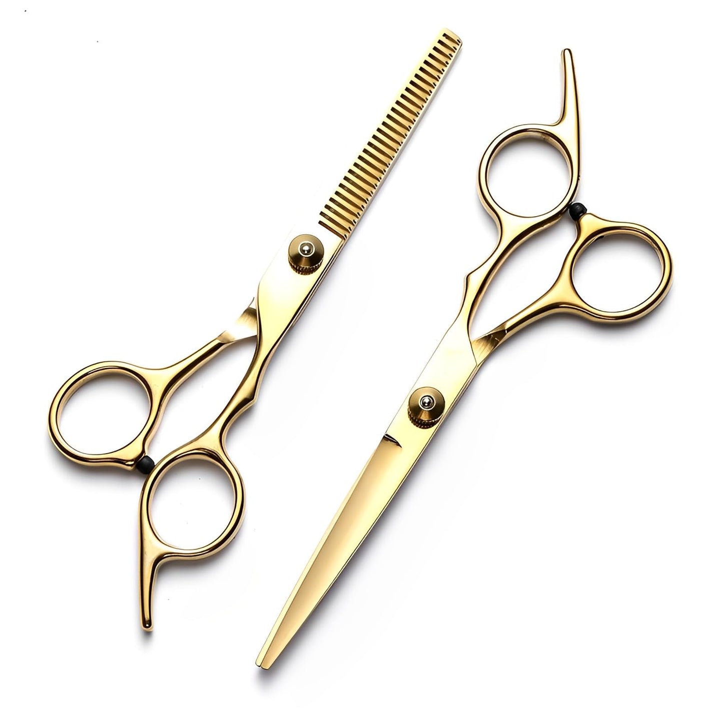 Hair Cutting Scissors Kit 11PCS, Hair Scissors Professional Haircut Scissors with Stainless Steel Hair Shears, Thinning Shears, Haircut Accessories in Leather Case for Salon/Home (Gold)