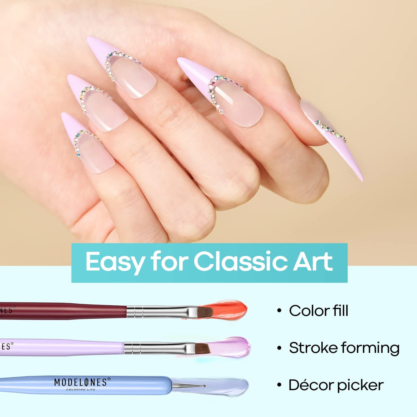 Modelones Nail Art Brushes Set, Nail Brush kit Gel Polish, Extension Gel, Liner, Carving, Apex Building, Dotting Pens Professional Tools for Drawing Painting 3D Design Salon & DIY Use