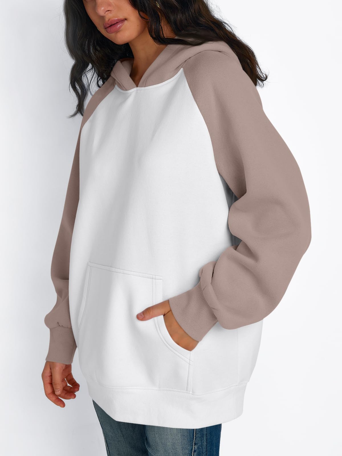 Trendy Queen Oversized Hoodies for Women Pullover Fleece Fall Sweatshirts Fashion Y2K Outfits Clothes 2024 White CoffeeGrey XL