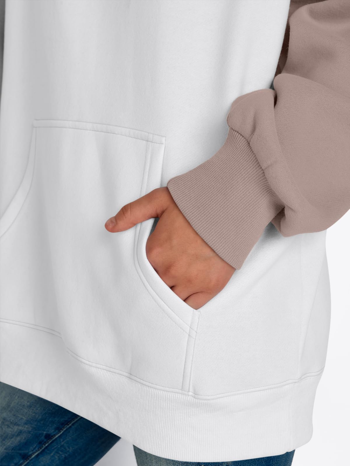 Trendy Queen Oversized Hoodies for Women Pullover Fleece Fall Sweatshirts Fashion Y2K Outfits Clothes 2024 White CoffeeGrey XL