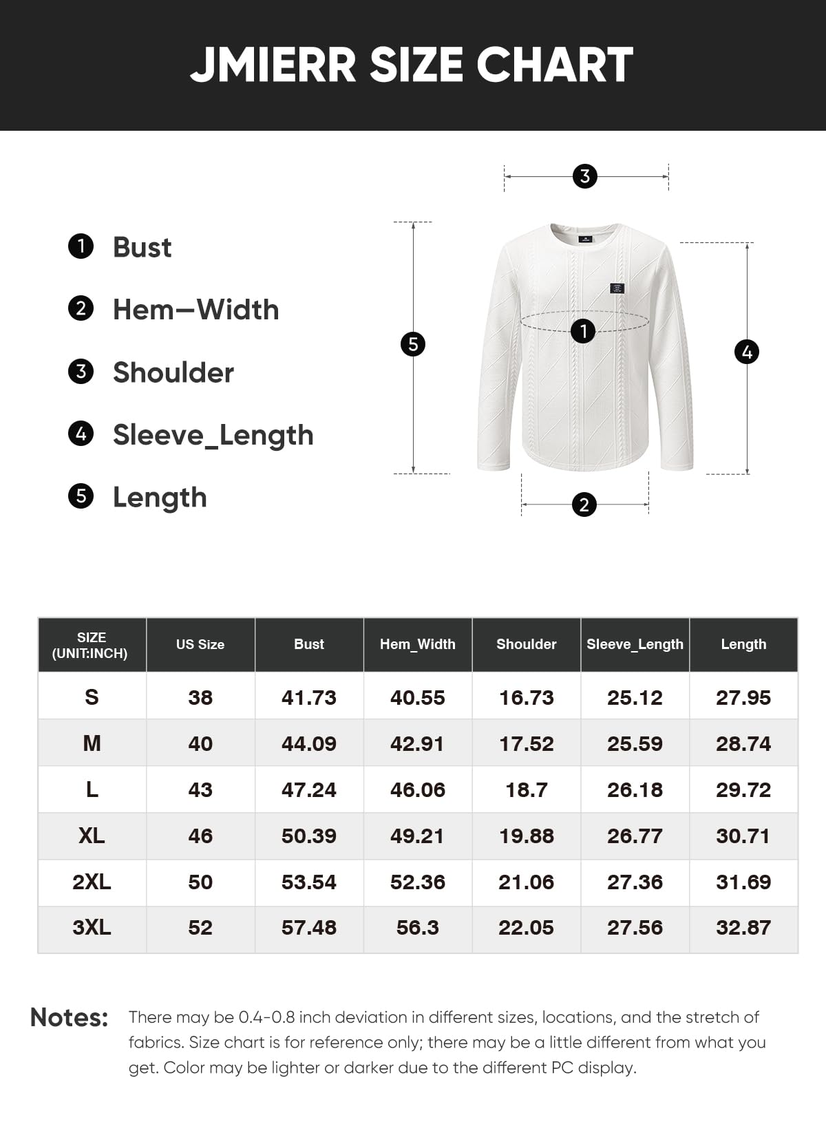 JMIERR Mens Crewneck Sweater Casual Cable Knit Pullover Sweatshirts Solid Winter Knitted Tee for Men, US43(L), White