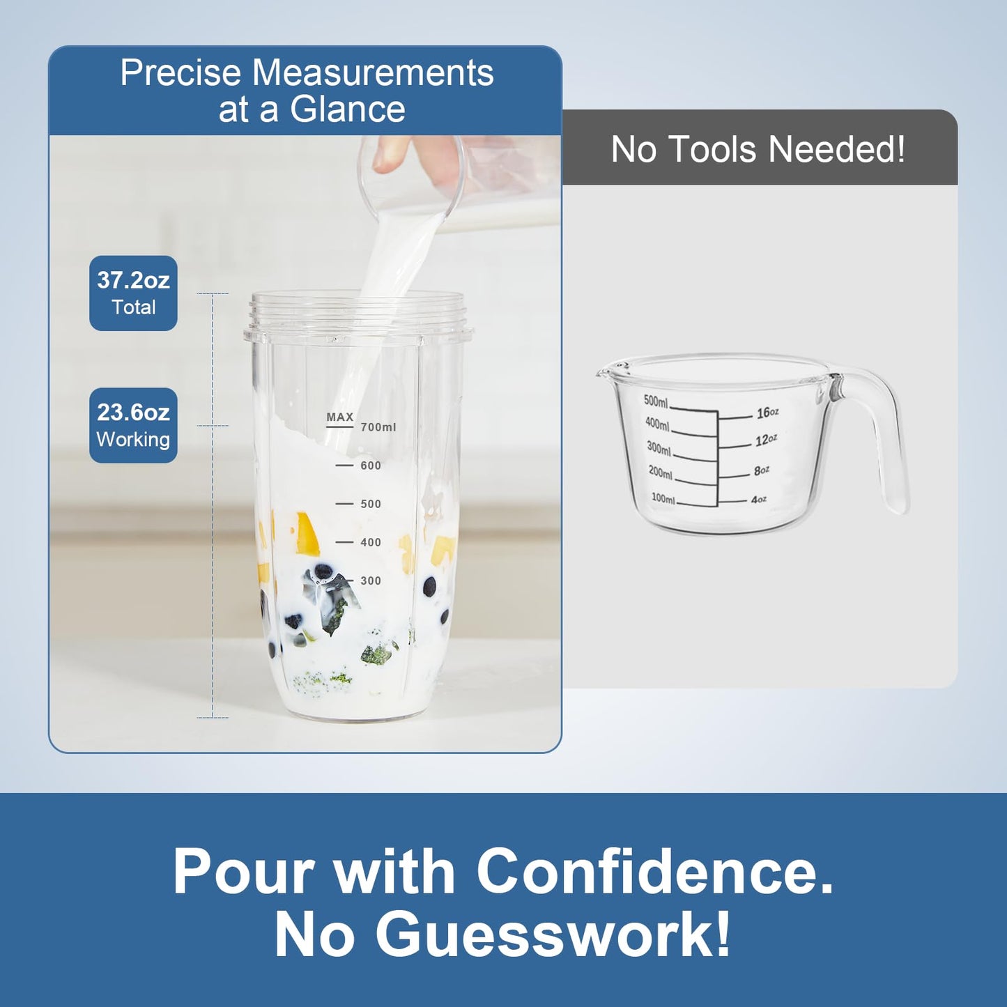 Colarlemo 12-Piece Smoothie Blender Maker 25,000 RPM Personal Blender for Ice Crushing Smoothies & Frozen Drinks Nuts with 23oz, 32oz, 37oz Portable Cups Two 6-Leaf Stainless Steel Blades, Silver