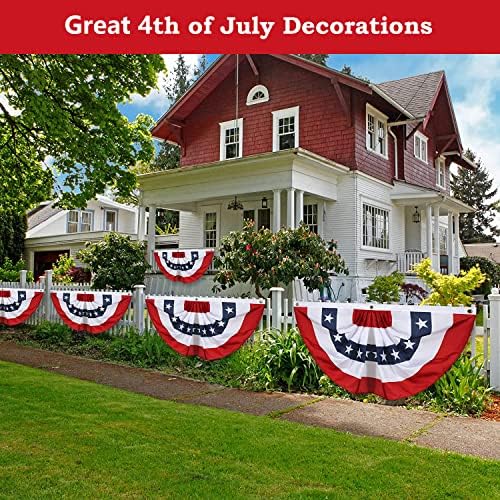 2 x 4 Ft American Bunting Flags Outdoor, US Flag Bunting for Outside, Patriotic Half Fan Bunting Flag with Brass Grommets for 4th of July Indoor Outdoor (Set of 4)
