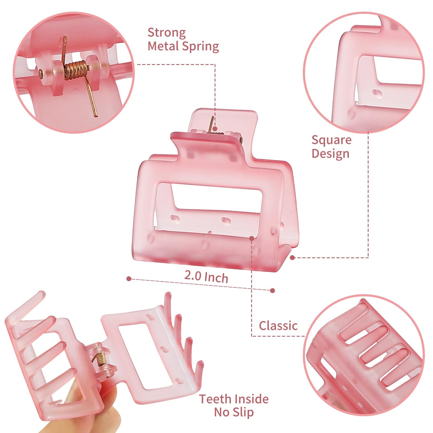 Sisiaipu 2 Inch Medium Hair Claw Clips 12 Pcs Square Hair Clips for Thin Hair Matte Nonslip Acrylic Banana Jaw Clips Bulk Hair Accessories for women and Girls- Ice Cream