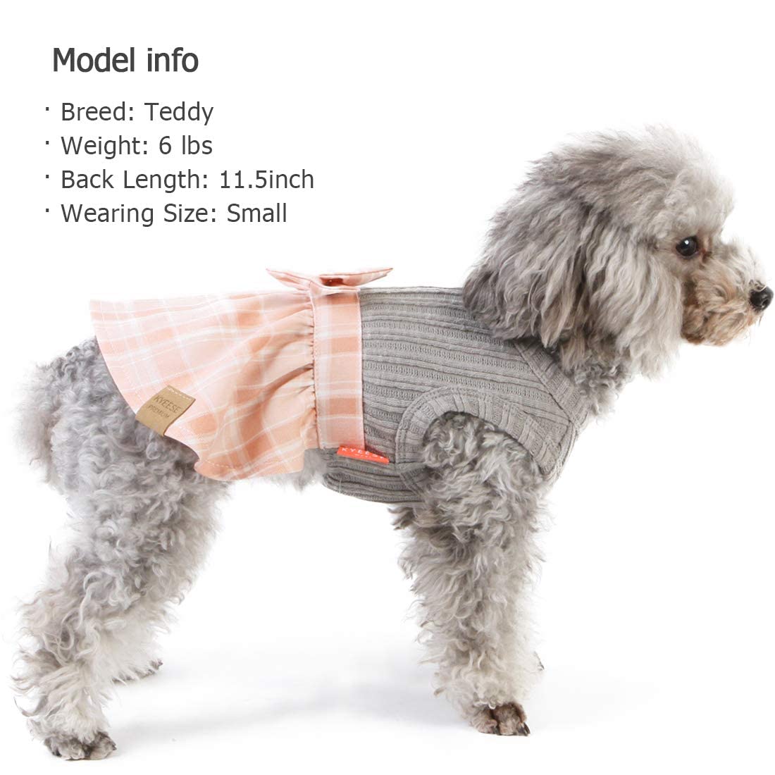 KYEESE Dog Dress Plaid with Bowtie Small Dog Sweater Dress for Fall Winter Vest Shirt