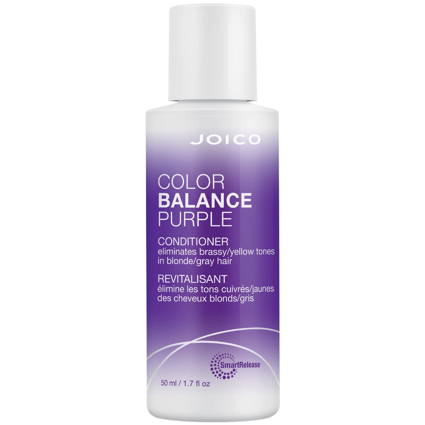 Joico Color Balance Purple Conditioner, 1.7 Fl Oz, For Cool Blonde, Gray Hair, Eliminates Brassy Yellow Tones, Boosts Vibrancy & Shine, UV Protection, With Rosehip Oil & Green Tea Extract