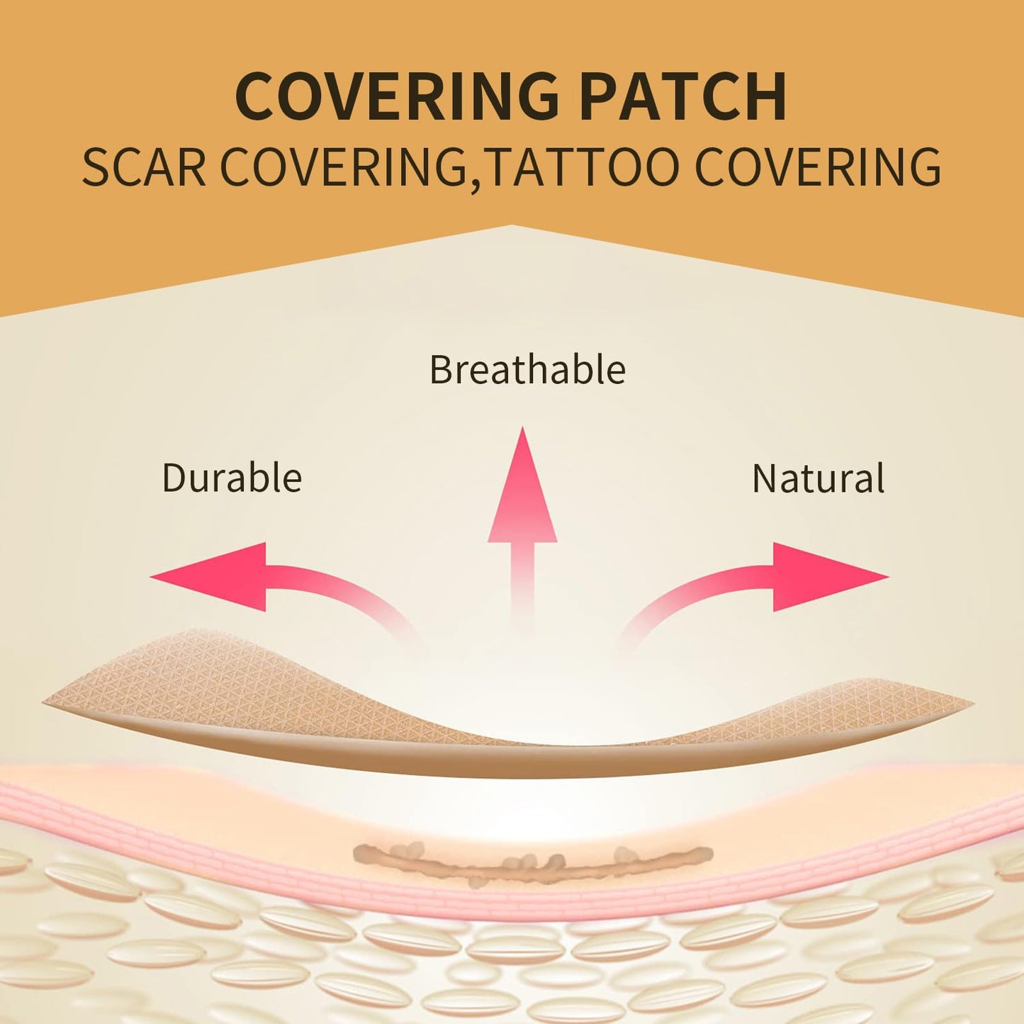 Tattoo Cover Up Tape, Invisible Concealer Patch Skin Tattoos Scars Concealer Cover Up Patch Invisible Waterproof Skin Color Cover Up Patch,6 Count (Pack Of 1)
