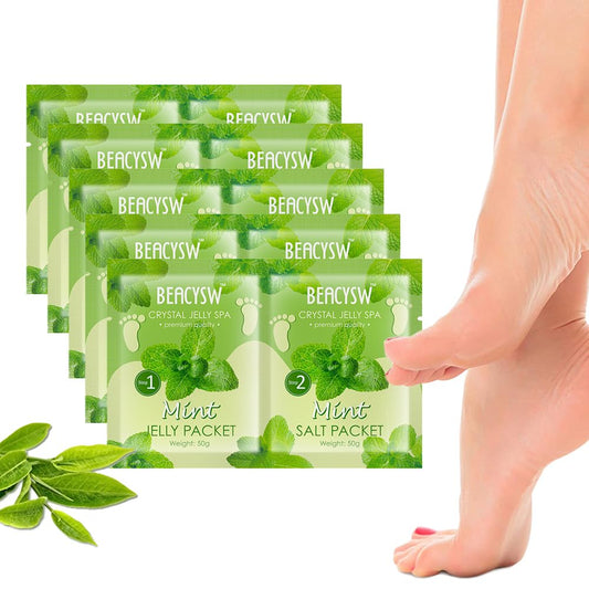 Jelly Pedicure Foot Soak Packets Foot Soak Salts Pedicure Foot Soak For Feet Tired Foot Odor Nail Discoloration Feet Softens Calluses Pedicure Foot Gel (Mint*5)