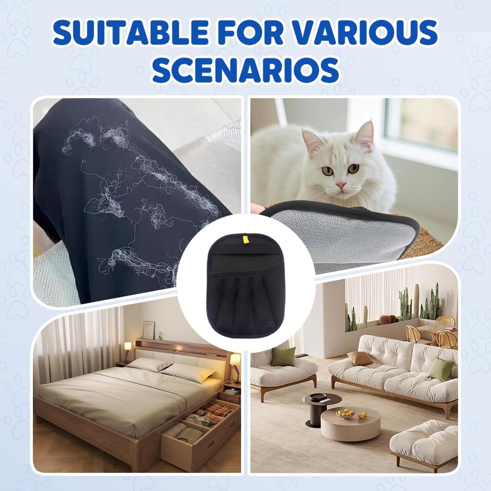 Pet Hair Remover Glove, 2 Pcs New Upgrade Efficient Grooming Gloves for Pet Hair, Reusable Dog Cat Hair Grooming Removal Tool for Couch Car Seat
