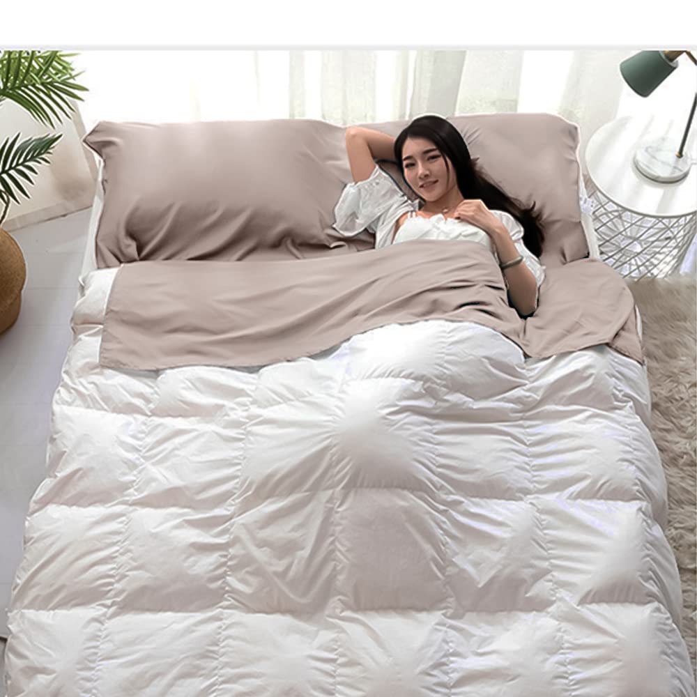 MongByYa Sleeping Bag Liner Lightweight Compact Sleeping Bag Sack Portable Clean Travel Sheet Camping Sleep Sheet for Backpacking Hotel Hiking (Light Khaki, 82.7'' X 45.3'')
