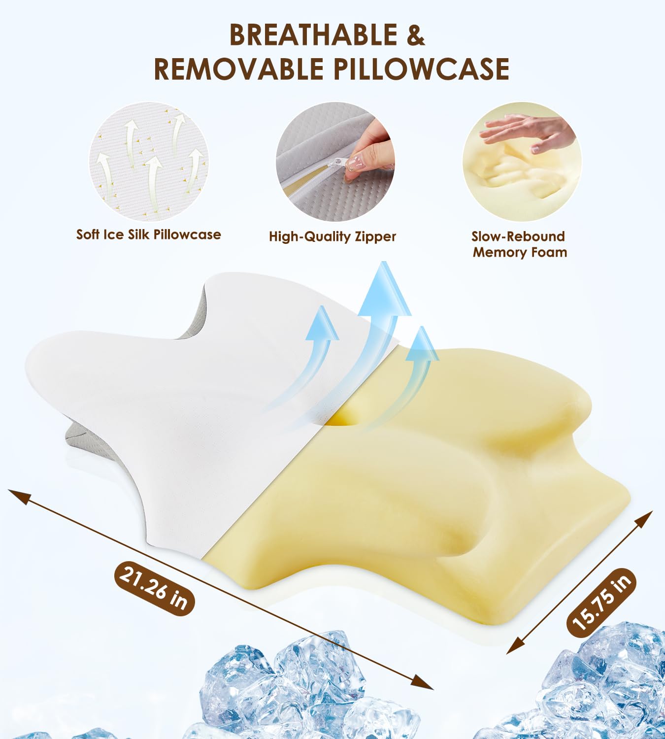 FAIORD Cervical Pillow for Neck and Shoulder, Ergonomic Contour Memory Foam Pillows for Sleeping with Washable Pillowcase, Cooling Neck Support Pillow for Side Back Stomach Sleeper