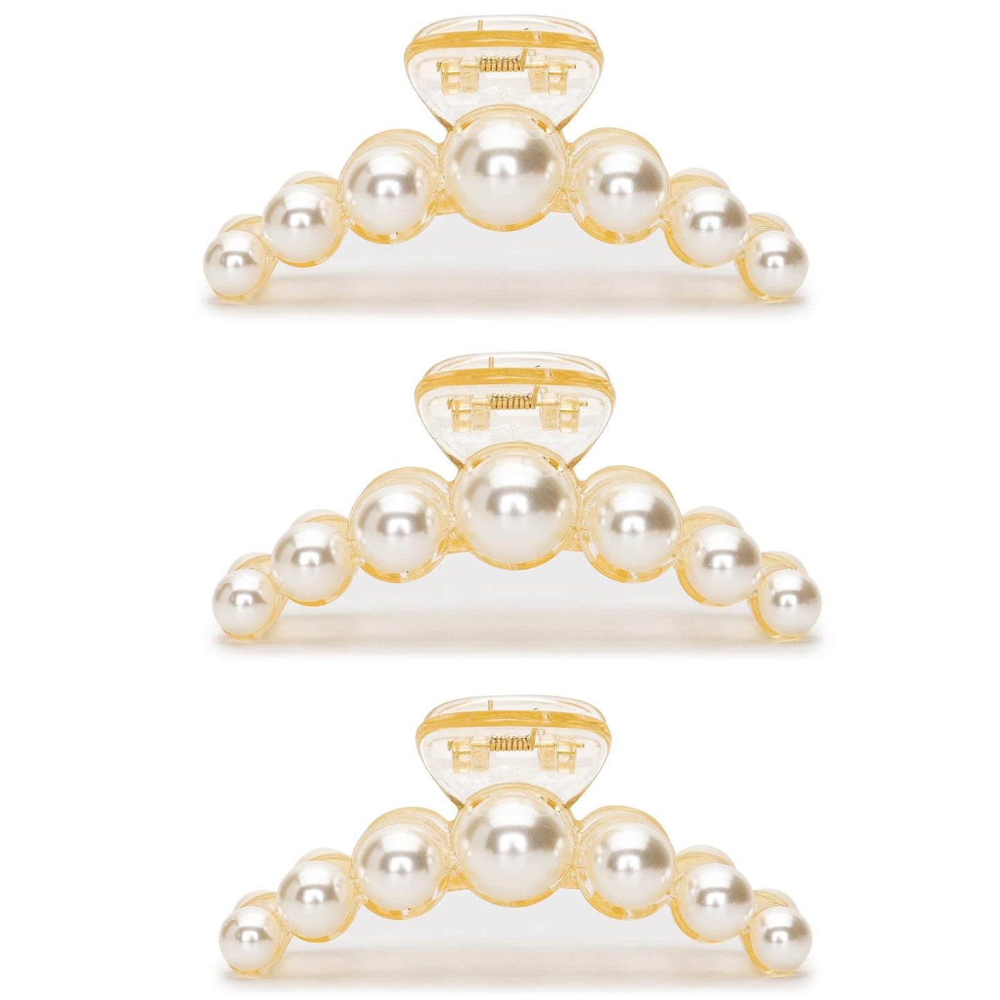 Agirlvct Big Hair Claw Clip,4.33 inch for Women,7 Pearls Barrettes Birthday Gift for Girls Daughter Girlfriend Thick Curly Hair Strong Hold Nonslip(3 Pcs)