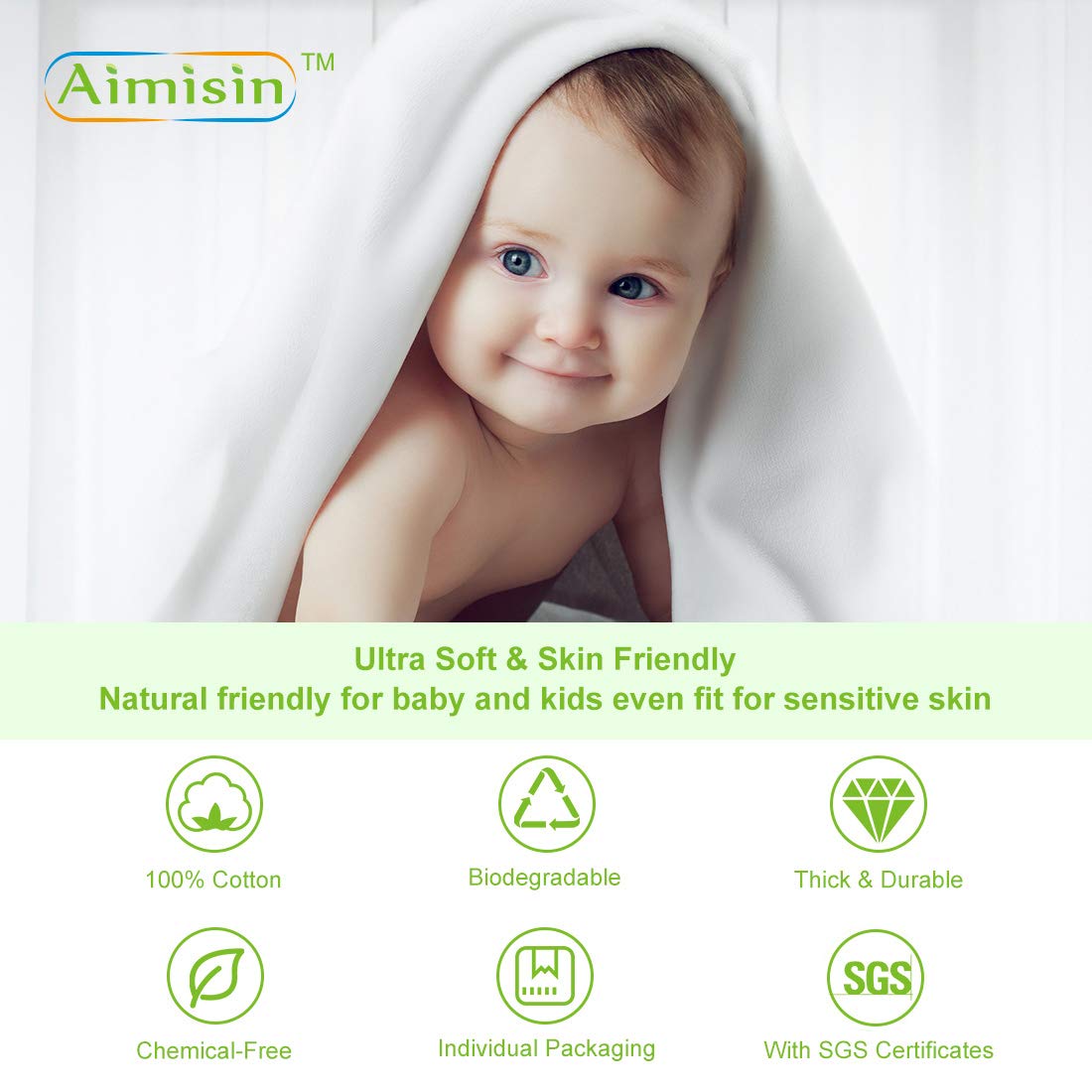 Aimisin Compressed Towels Disposable Soft Durable Towels 100% Cotton for Home Bathroom Travel Camping (M-11.8''x 31.5''-1pack(10pcs))