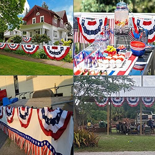 2 x 4 Ft American Bunting Flags Outdoor, US Flag Bunting for Outside, Patriotic Half Fan Bunting Flag with Brass Grommets for 4th of July Indoor Outdoor (Set of 4)