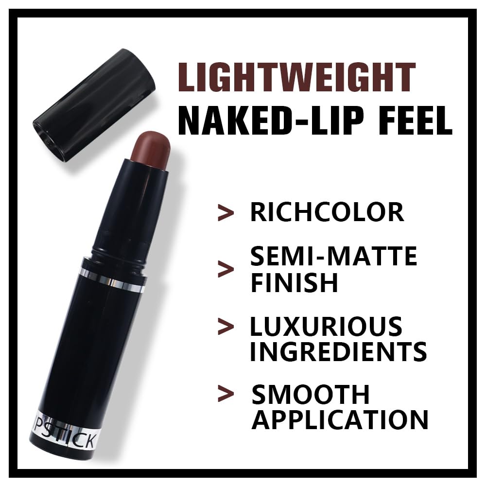 Dark Red Brown Matte Lipstick Crayon Pencil Set,Velvet Lip Stick for Women 24 Hour Long Lasting Waterproof Lip Liner,Magic Lipstick 24 Hours Original Lip Liner Makeup Stain Long Lasting Waterproof