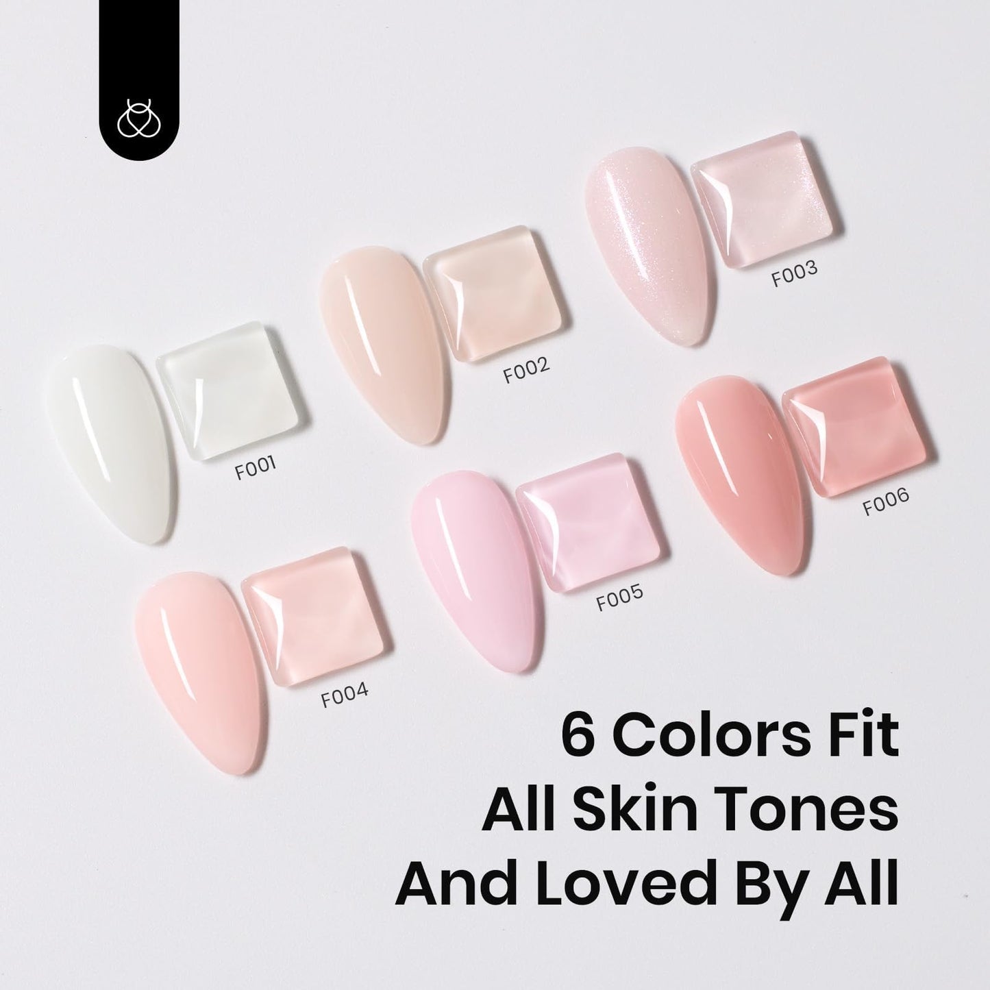 Beetles Color Base Gel Nail Polish, 6 Colors Nude Pink Gel Polish Set Neutral Base Coat 3 in 1 Builder Base for Nail Strengthener Soak Off Nail Art for Women