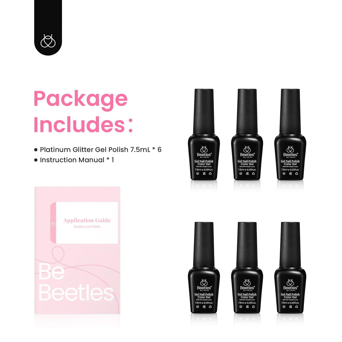 Beetles Glitter Gel Nail Polish 6 Colors Sparkle Silver Pink Blue Gel Polish Set Soak Off Uv Diy Manicure Kit Gifts for Women
