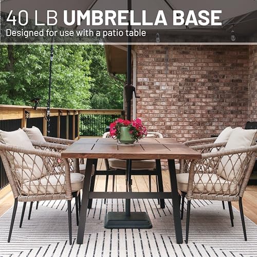 US Weight 40 Pound Umbrella Base - Weighted Umbrella base For Use With Patio Table – Heavy Duty Base- 4” Stem Accommodates 1”-1.5” Pole Sizes - Black