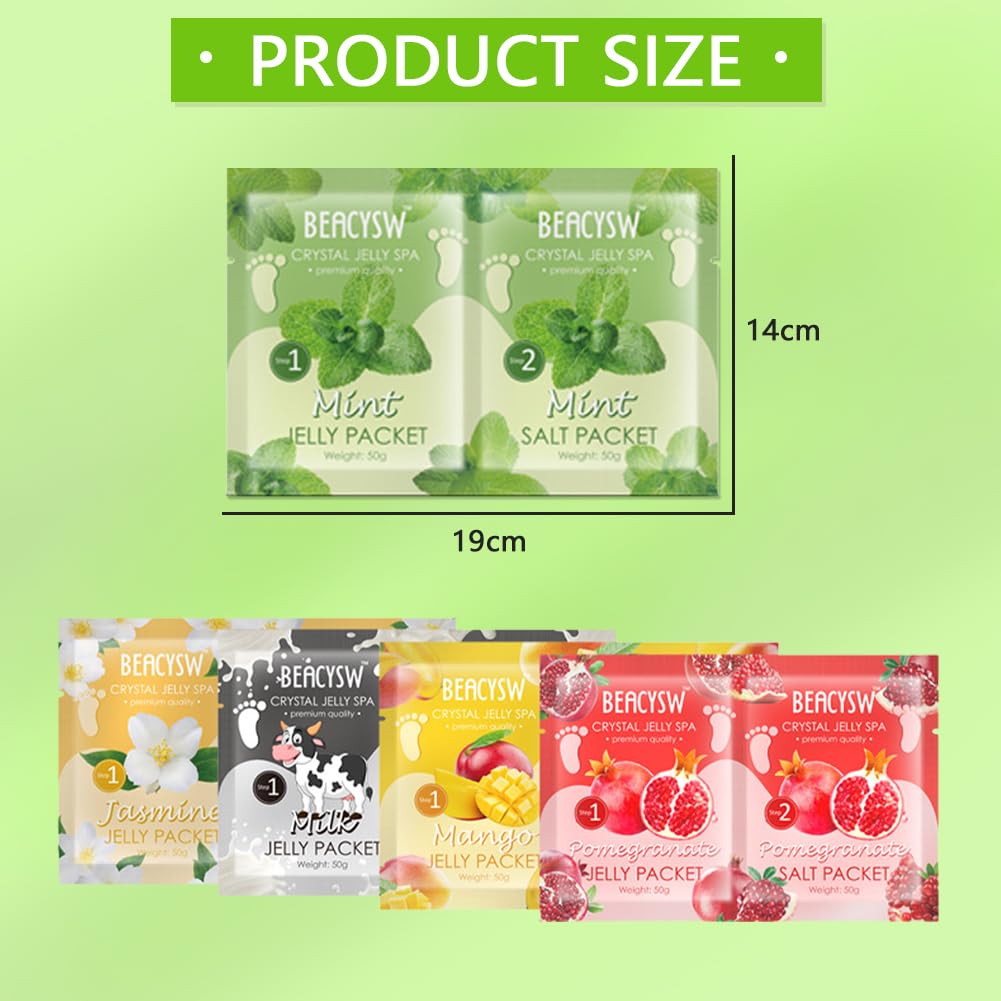 Jelly Pedicure Foot Soak Packets Foot Soak Salts Pedicure Foot Soak For Feet Tired Foot Odor Nail Discoloration Feet Softens Calluses Pedicure Foot Gel (Mint*5)