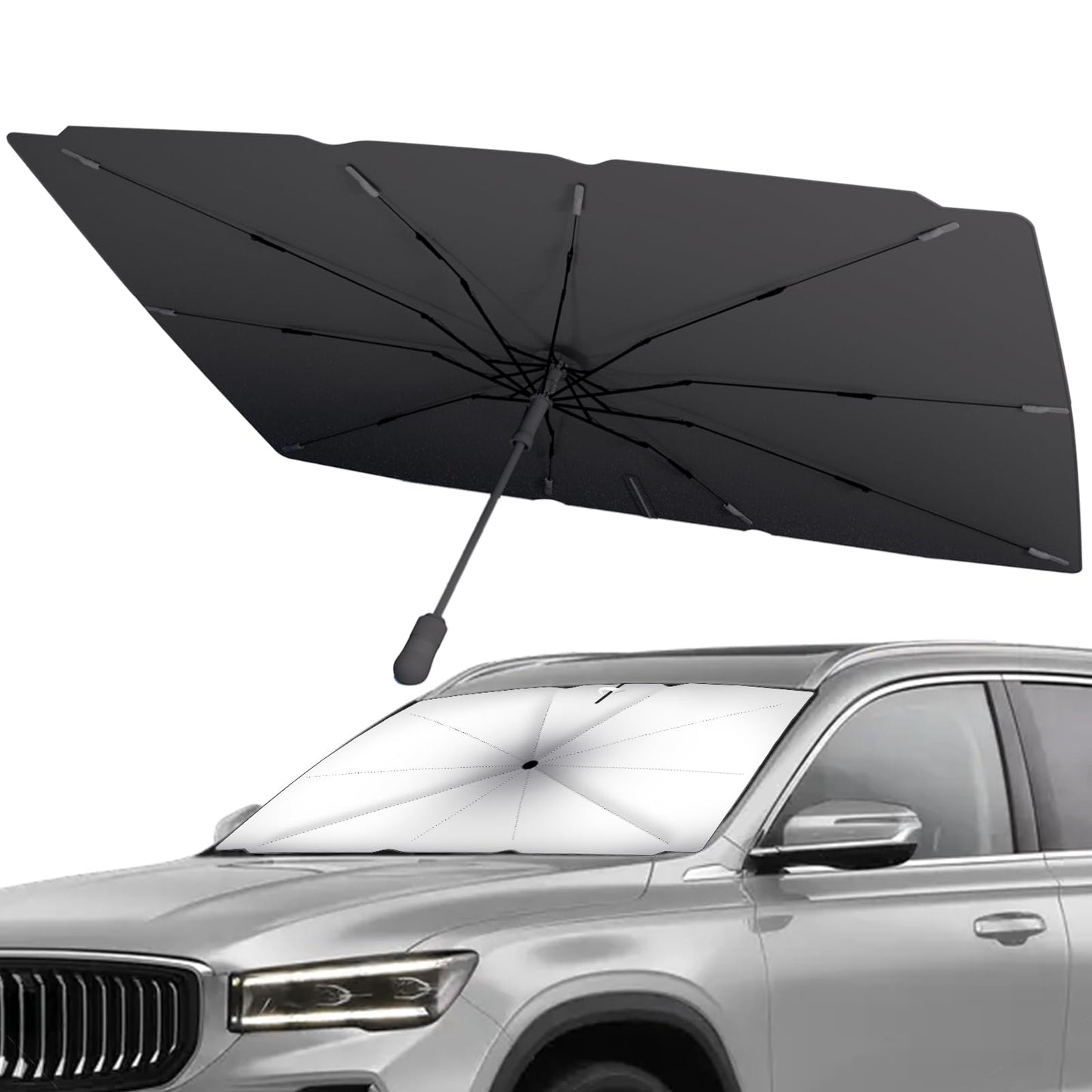 SONOMO Car Windshield Sun Shade Umbrella, UV Protection & Heat Insulation, 210T Foldable Sun Shield for Cars, Trucks, SUVs – 57"x33" Front Window Cover