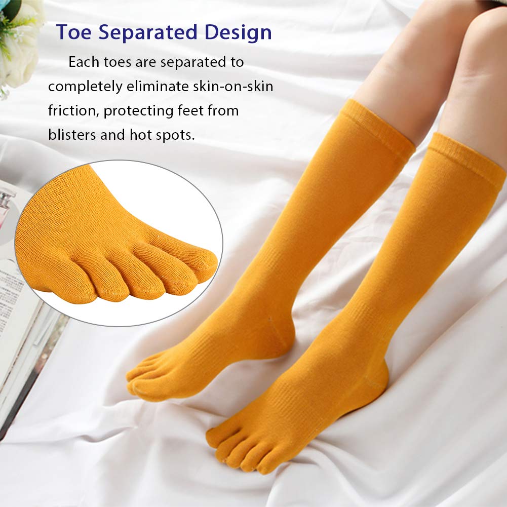 HABITER Women's Toe Socks Cotton Crew Athletic Running Five Finger Socks (Black/3 Pairs)