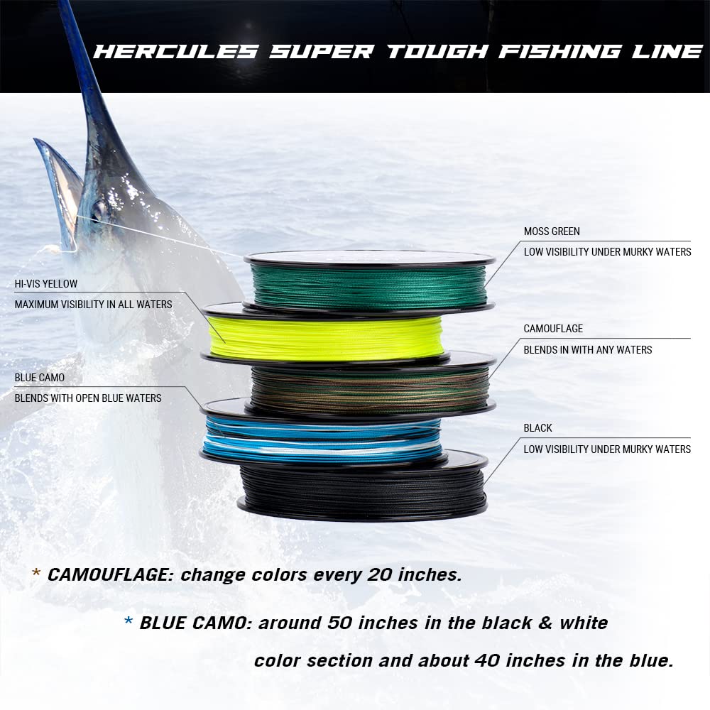 HERCULES Super Tough Braided Fishing Line 4 pounds Test Black 4LB (150 Yards) - 4 Strands