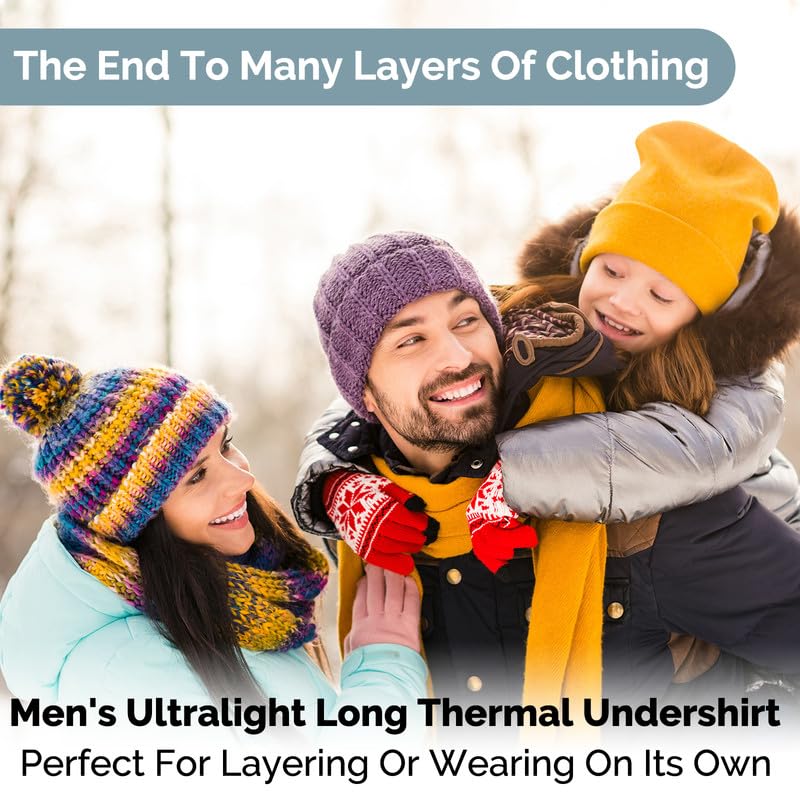 Ultra Dry Thermal Shirts for Men Long Sleeve Shirts for Men Thermal Underwear Shirt Mens Thermal Black Undershirts Men Fleece Lined Base Under Shirt for Men Long Sleeve Thermal Black Shirt Men