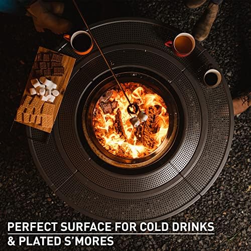 Solo Stove 52.6 Inch Fire Pit Surround Tabletop - Portable Protective Barrier for Wood Burning Fire Pits for Safety & Extra Space - Powder-Coated Steel and UV-Resistant Outdoor Fabric, Black