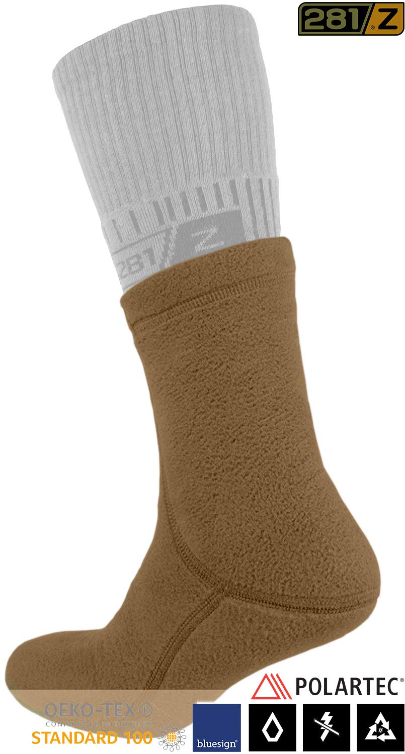 281Z Hiking Warm 6 inch Boot Liner Socks - Military Tactical Outdoor Sport - Polartec Fleece Winter Socks (Small, Coyote Brown)