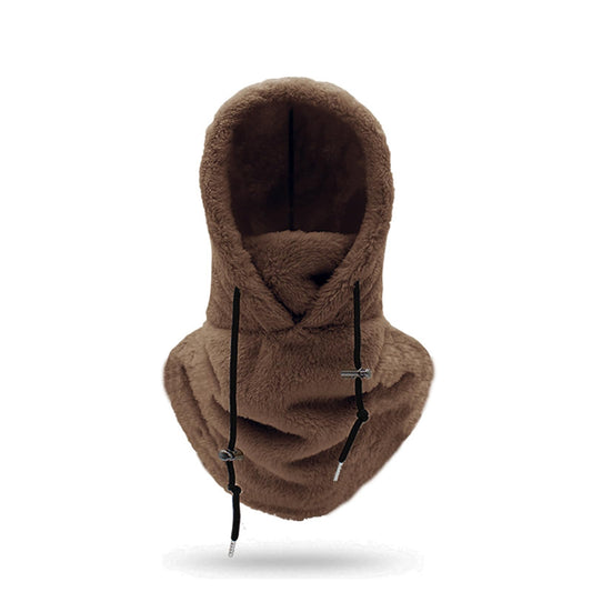 Sherpa Hood, Wind-Resistant Winter Face Mask, Fleece Ski Mask for Men and Women, Warm Face Cover Hat Cap Scarf (US, Alpha, One Size, Brown)