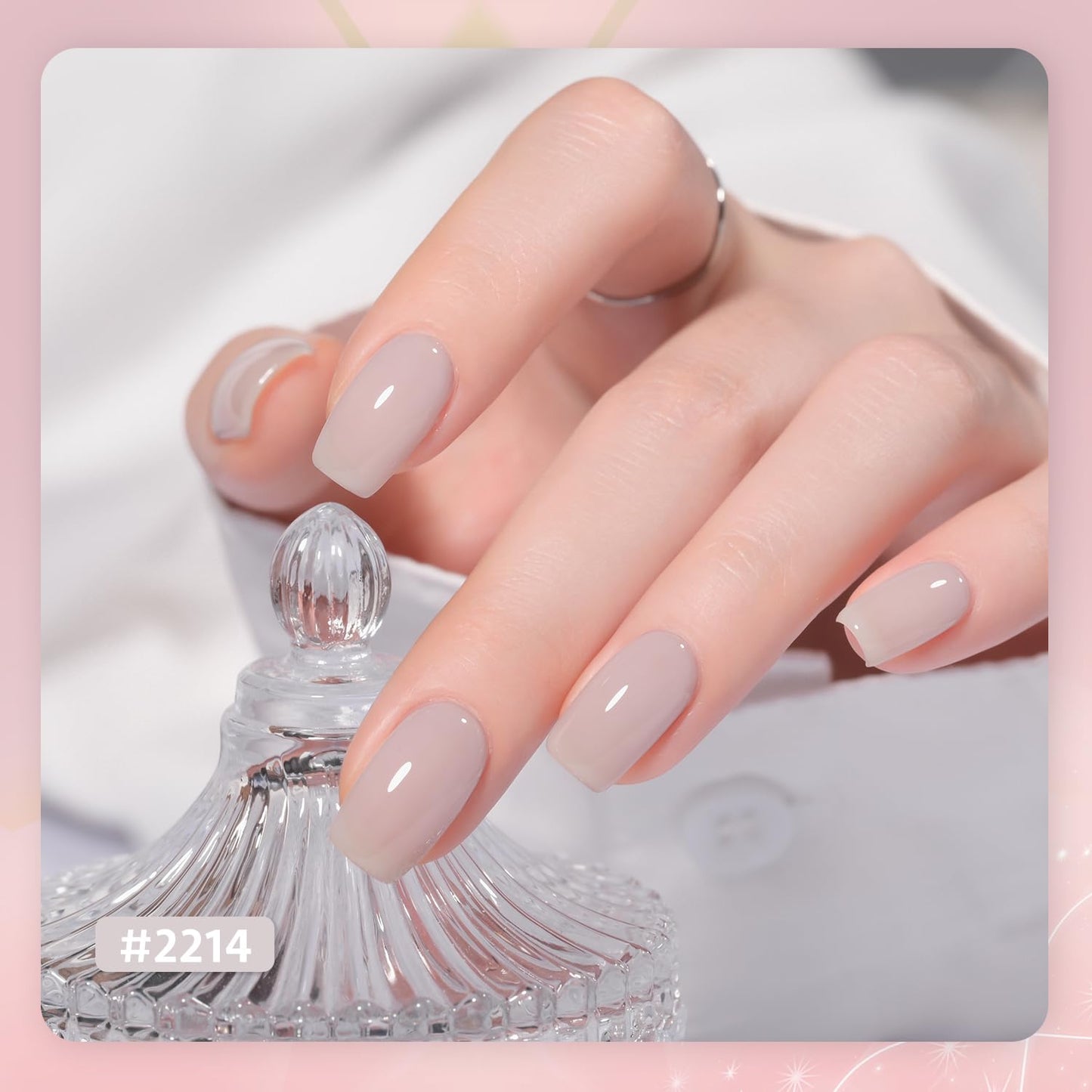 GAOY Jelly Nude Gel Nail Polish Set, 6 Transparent Colors Milky White Pink Brown, Soak Off UV Light Cure Gel Polish for Salon and Nail Art DIY at Home, lcy Milk Tea