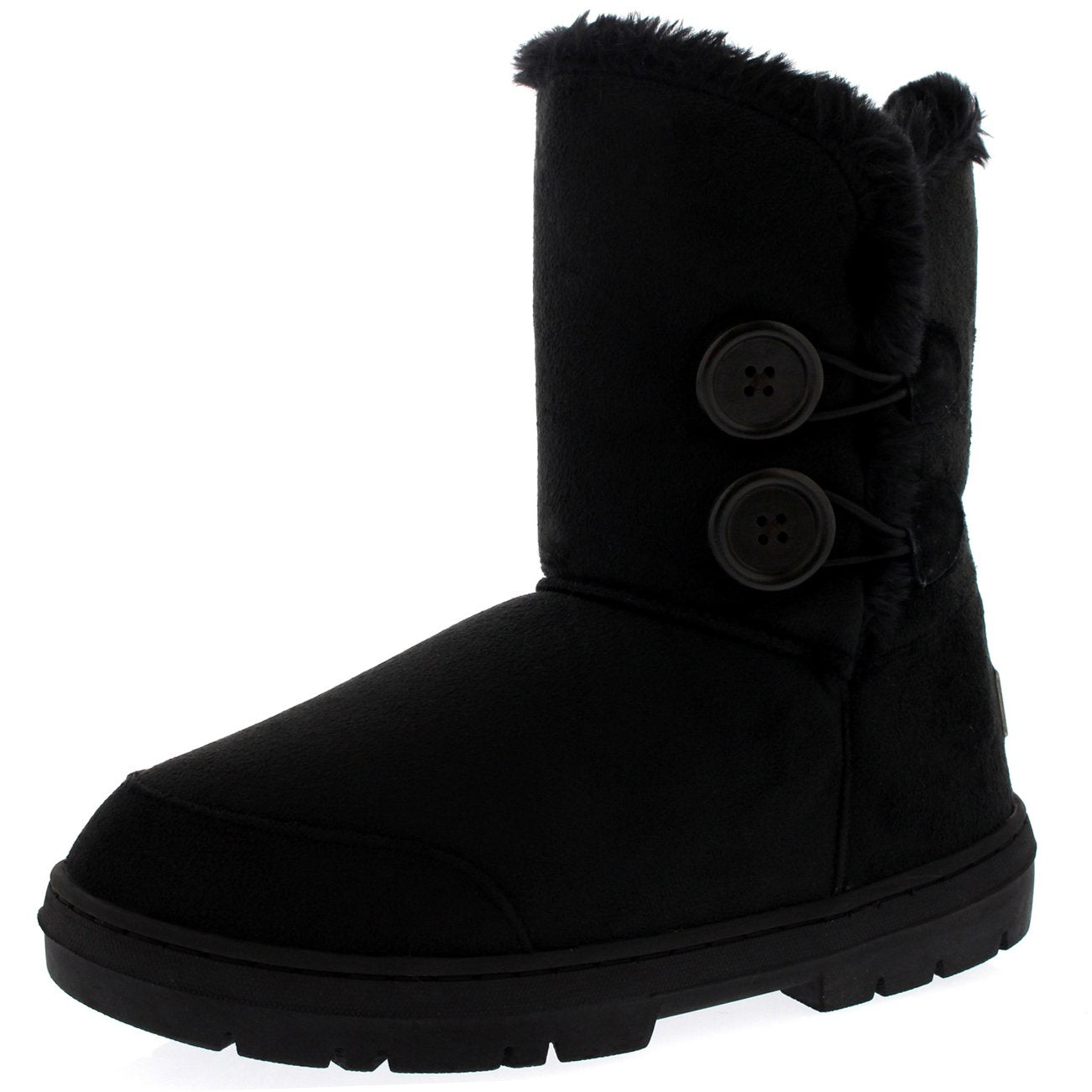 Holly Womens Twin Button Waterproof Winter Snow Boots - Black - 5 - BLA38 AEA0150