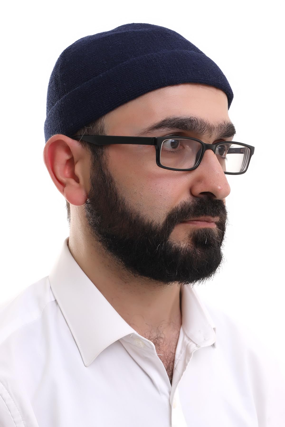 ihvan online Turkish Muslim Winter Velvet Roll-up Edge Kufi Hats for Men, Taqiya, Takke, Peci, Islamic Caps,Prayer Skullcap, Islamic Gifts, Blue Dark