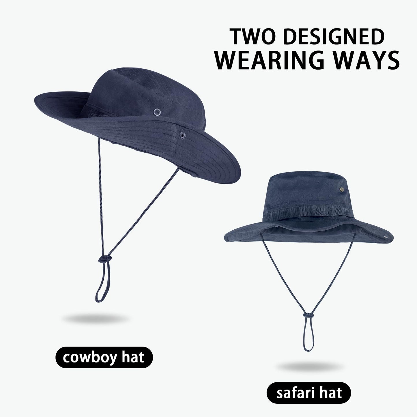 Sun Hats for Men Women Bucket Hat UPF 50+ UV Protection Boonie Hat for Safari Fishing Hiking Garden Beach Navy
