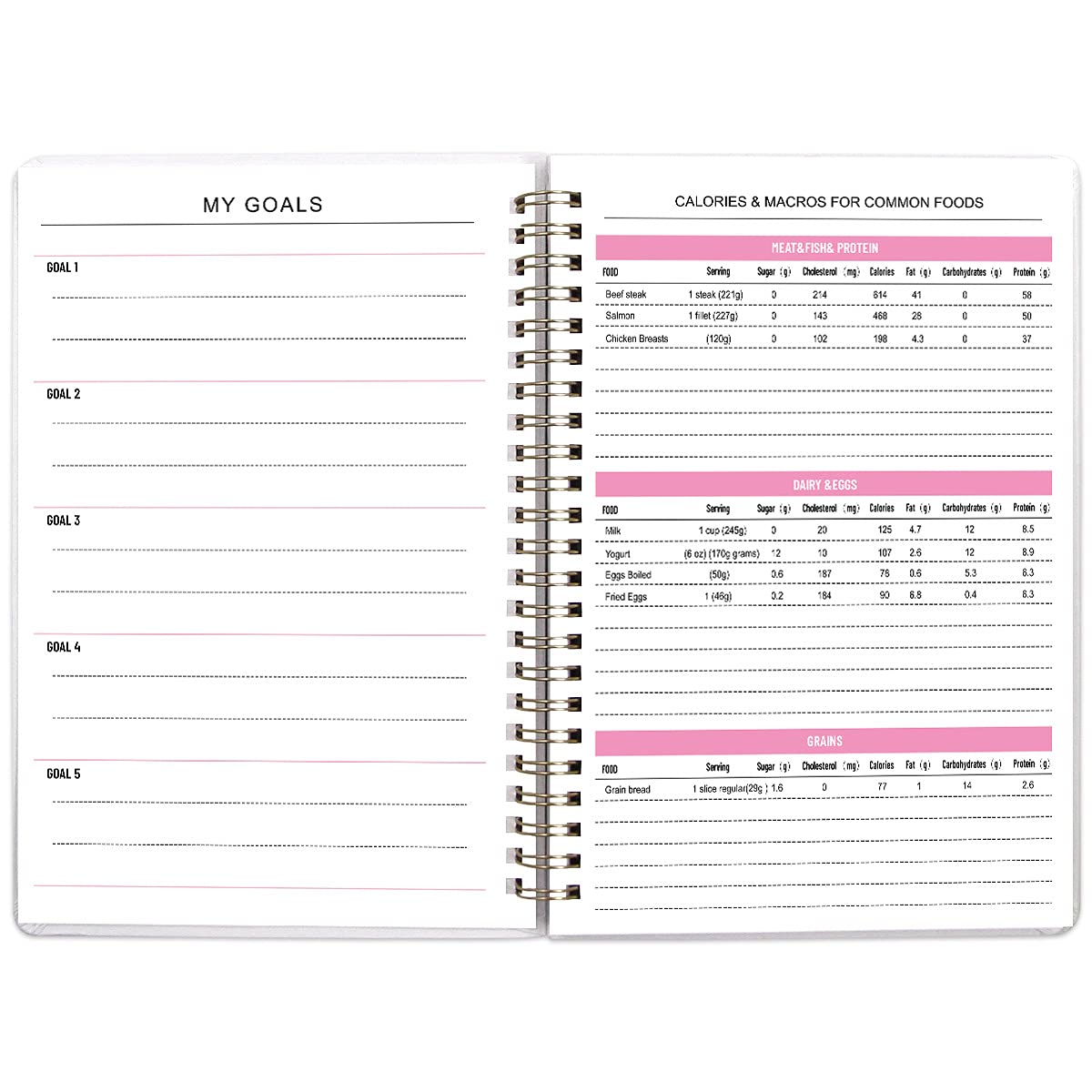 Food Nutrition Fitness Journal Weight Loss Wellness Workout Calorie Counter Log Diary Notebook Planner Diet Meal Exercise Training Health Tracker 6.1" x 8.5"