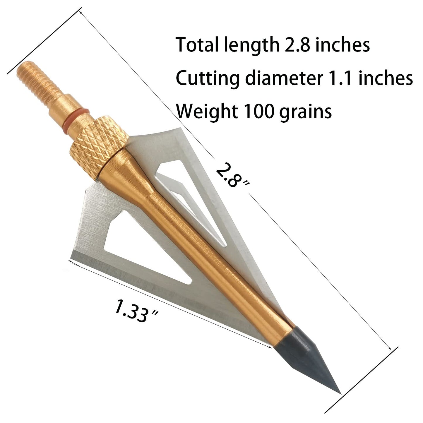 LeeMui Hunting Broadheads 12PK 100 Grains Screw-in Arrow Archery 3 Blades Hunting Heads Arrow Tips Compatible with Crossbow and Compound Bow + 1 PK Broadhead Storage Case (Gold)