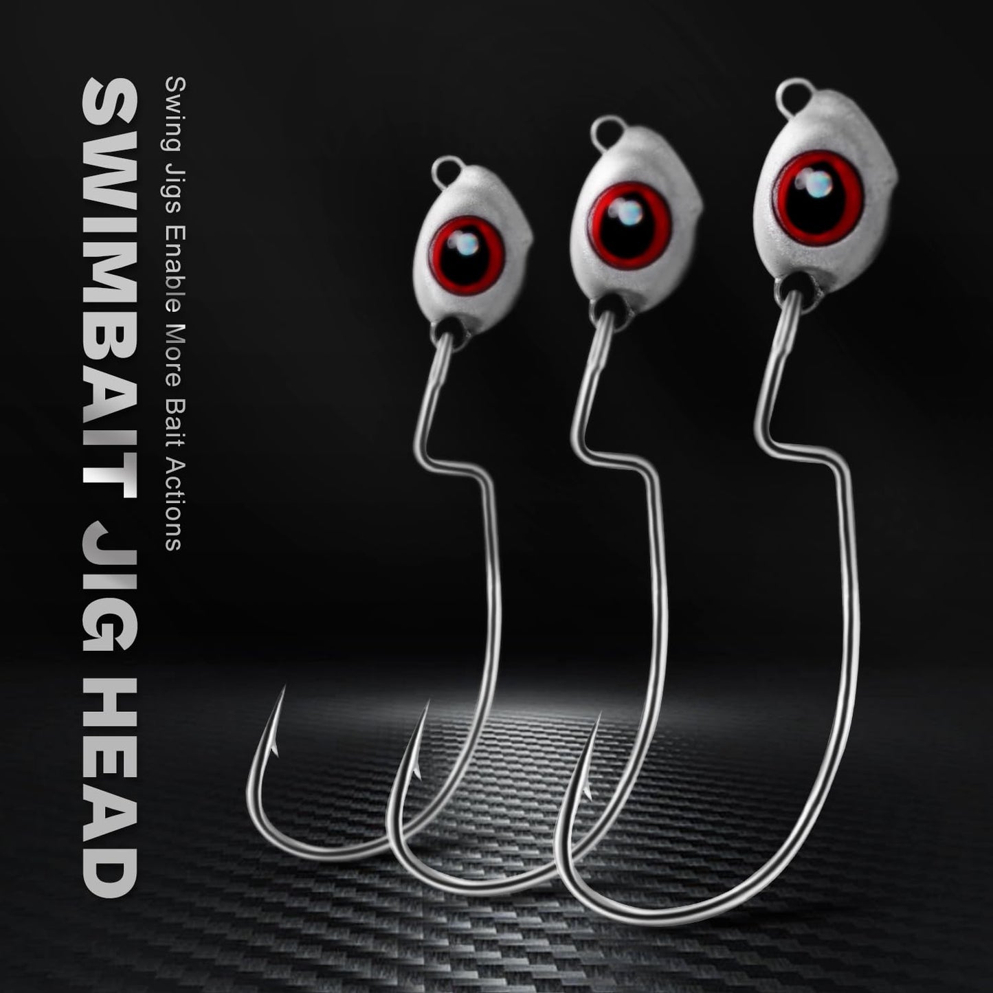 OJY&DOIIIY Fish Eye Swimbait Jig Heads, 20 Pack Weighted Hooks for Texas Rig or Ned Rig Fishing 3/8 oz