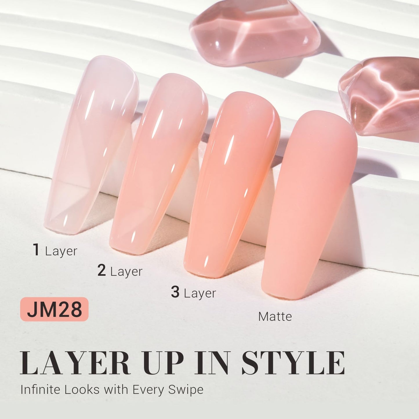 MelodySusie Nude Gel Nail Polish, 0.5Fl.oz Jeweliver Milky Gel Polish Milky Nude Pastel Color Sheer Gel Nails Soak Off UV LED Light Cure Gift for Manicure Nail Art DIY at Home JM28