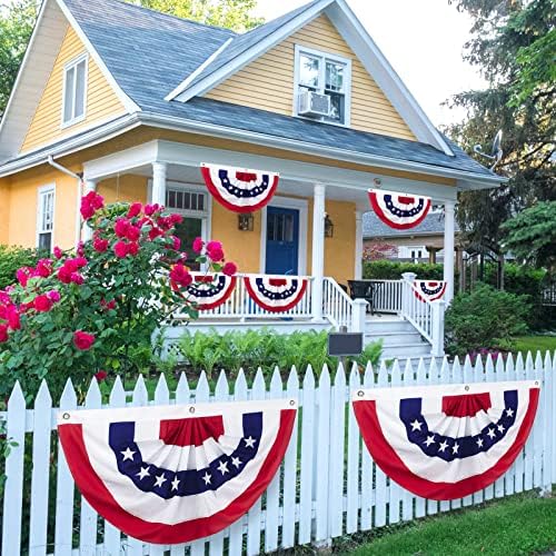 2 x 4 Ft American Pleated Fan Flag, USA Patriotic Half Fan Bunting Flag, Decoration Flags (red-2pcs)