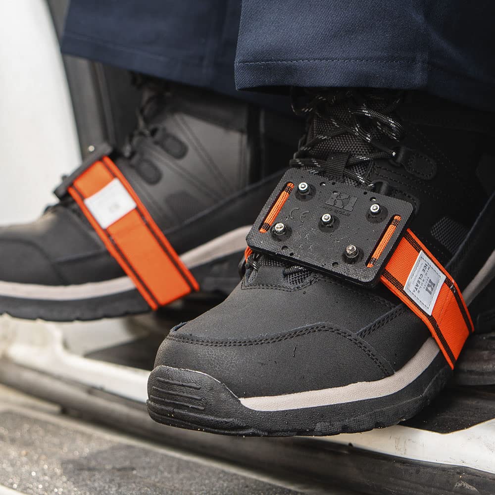 K1 Mid-Sole Ice Cleats - Rotatable Traction Aids For Shoes/Boots - Indoor/Outdoor, Climbing, Driving - Low Profile - Orange