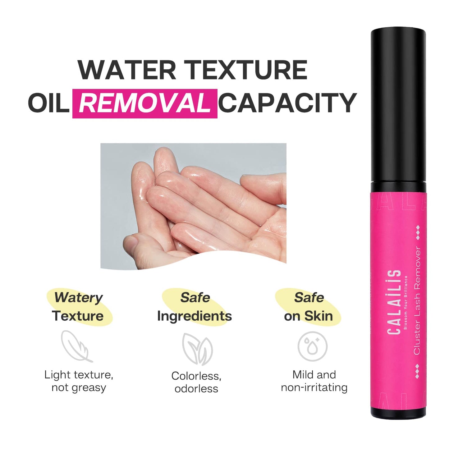 CALAILIS Lash Bond and Seal and Lash Glue Remover Kit, Cluster Lash Glue for Lash Clusters Strong Hold and Long Lasting 72 Hours, Gentle Soothing Non-Irritating Eyelash Glue Remover, 2Pack