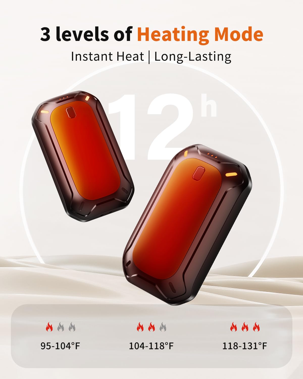 coldSky 2 Pack Hand Warmers Rechargeable, ššš®š¹ š š®š“š»š²šš¶š° Electric Hand Warmer, Double-Sided Warming Portable Heater Reusable, 12 Max Heating Time Pocket Hand Warmers Gifts Black